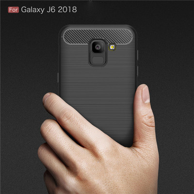 Силиконови гърбове Силиконови гърбове за Samsung Силиконов гръб ТПУ Карбон за Samsung Galaxy J6 2018 J600F черен